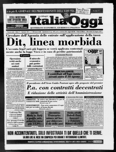 Italia oggi : quotidiano di economia finanza e politica